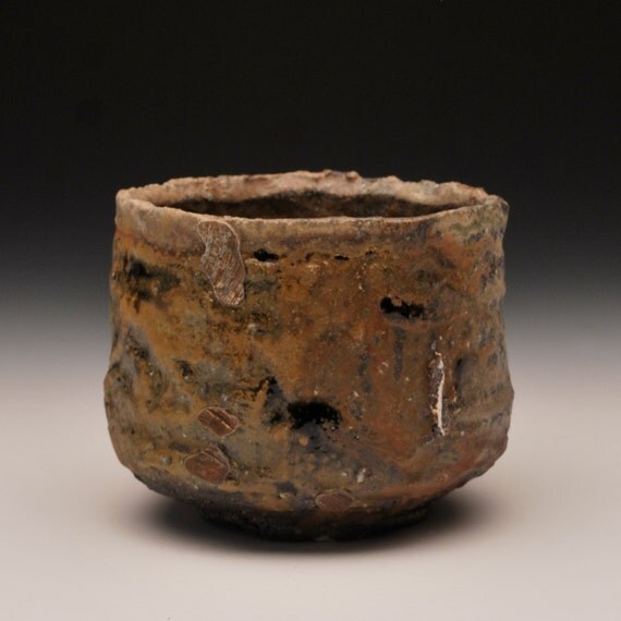 Ember Buried Tea Bowl - Anagama Fired, Soda Fired, Rustic, Wabi Sabi