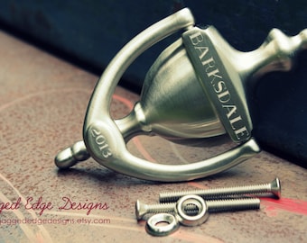 Custom Engraved "Cambridge" Style Solid Brass - SATIN NICKEL Door Knocker