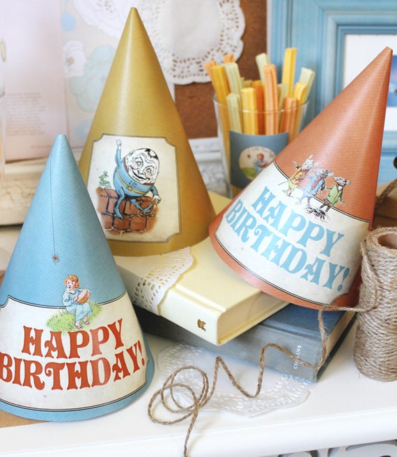 Party Hats Nursery Rhyme - INSTANT DOWNLOAD - Printable Birthday Decorations, Decor, Template by Sassaby Parties Il_570xn