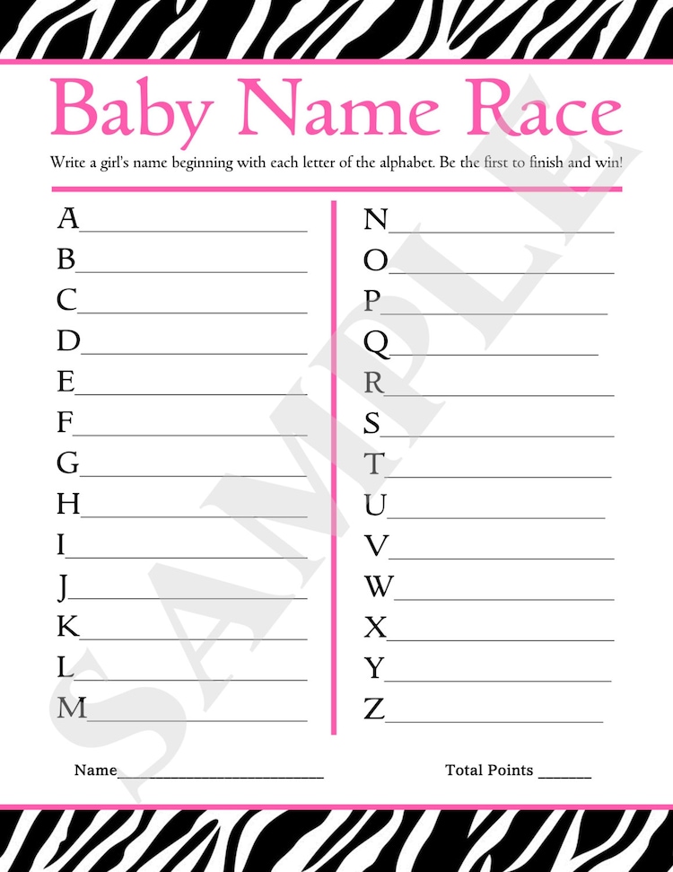 Instant Download Printable Baby Girl Name Race A by ...