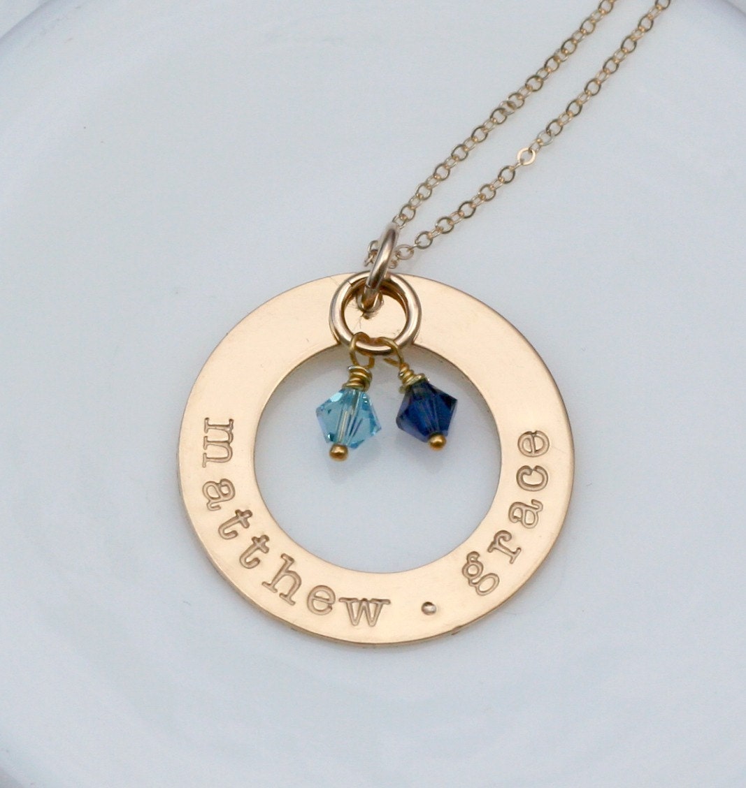 Gold Swarovski Birthstone Name Necklace Gold Mothers