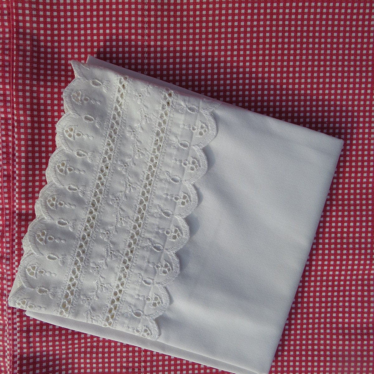 Vintage White Eyelet Lace Pillowcase by by on Etsy