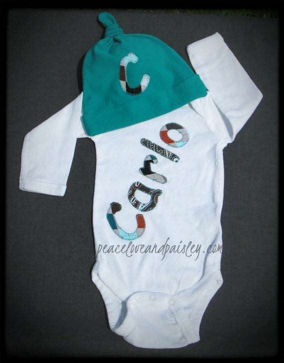 Personalized Baby Boy Onesie and Hat Gift Set - Custom Made