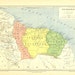1912 Antique Map of The Guianas