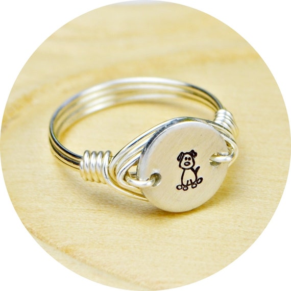 Stamped Sterling Silver Filled Ring with Aluminum Disc- Any Size- Size ...