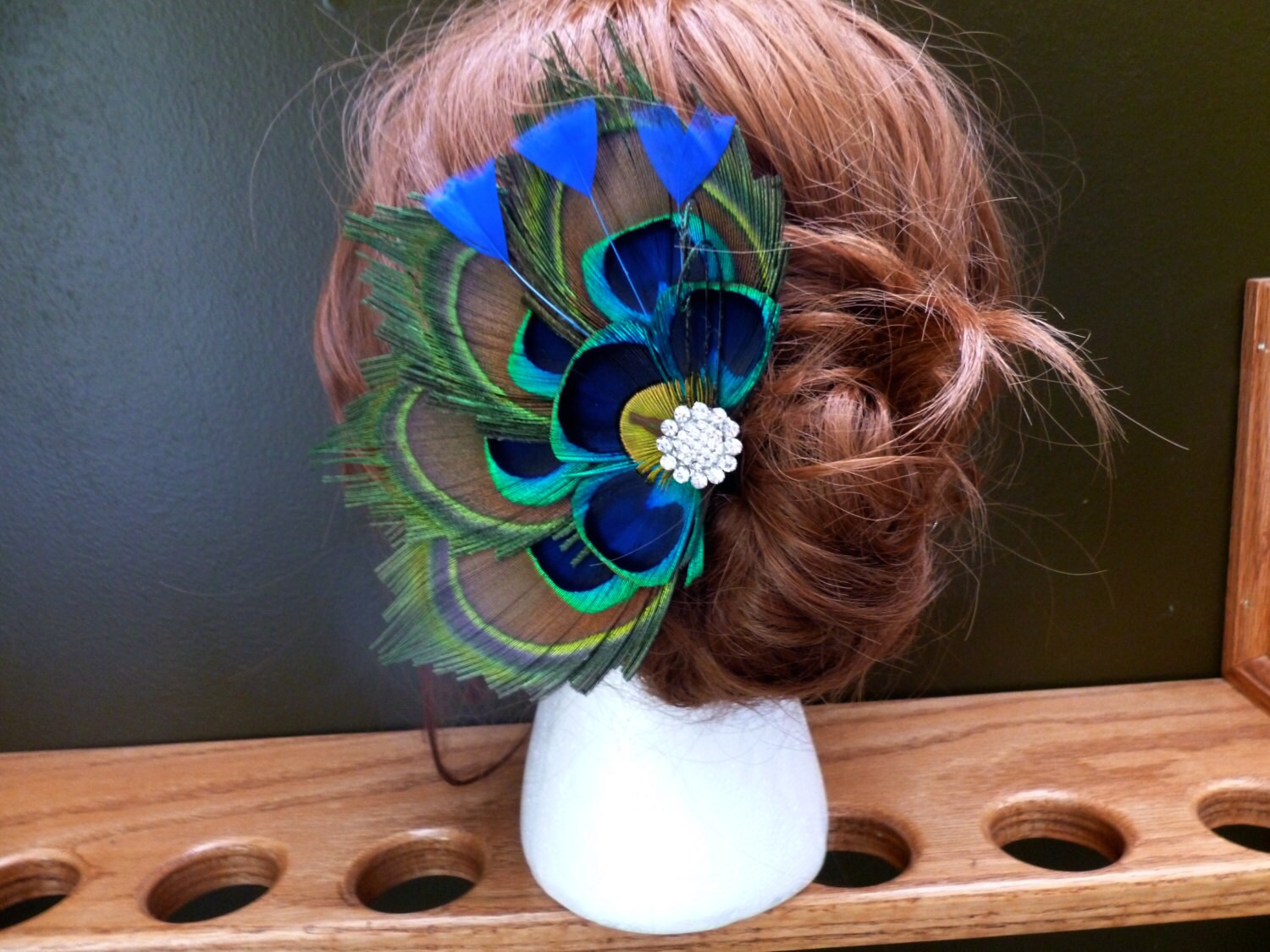 Bridal peacock feather hair accessory hair clip comb