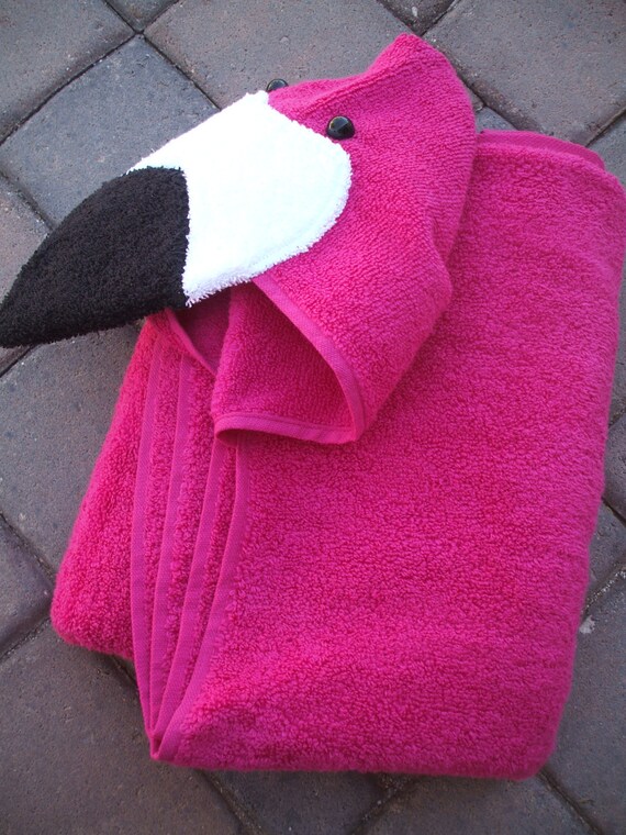 Hooded Bath Towel Pink Flamingo for Bath Pool by TwoChicklets