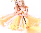 Petti Tutu Dress - Halloween Candy Corn Witch Costume - Yellow Orange White - Simply Sweet - 5-6 Youth Girl Il_170x135