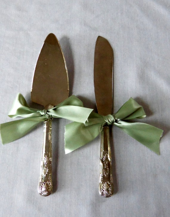  Wedding  Cake  Knife Set  Silver Serving  Set  Vintage 