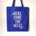 Beach Bag, Screenprint Tote, Typography Tote, Seagulls Tote, Blue Tote Bag, Quote Tote, Funny Tote, Screenprinted Bag, Cute Shopping Bag