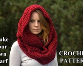 CROCHET PATTERN Oversized Infinity Scarf Pattern, Hooded Cowl, Instant Download