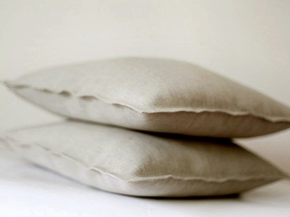 Linen pillow covers set of 2, decorative pillows for home decor may be used as euro shams 0019
