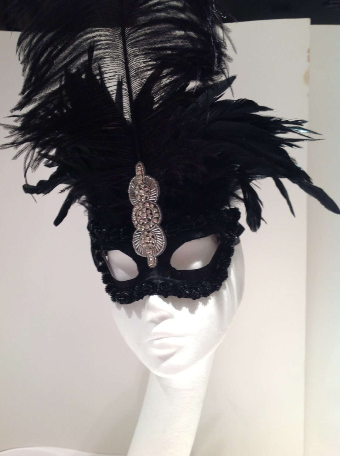 Black Feather Mask Masked ball Black Mask Deco mask