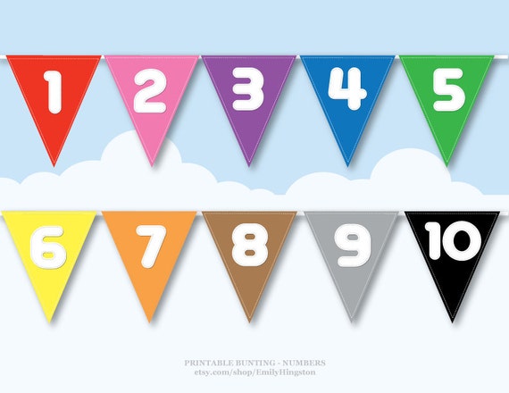 items similar to numbers bunting rainbow colors printable