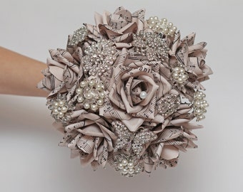 paper flowers, paper flower, brooch bouquet, wedding bouquet, paper flower bouquet, wedding flowers, note paper bouquet, vintage bouquet