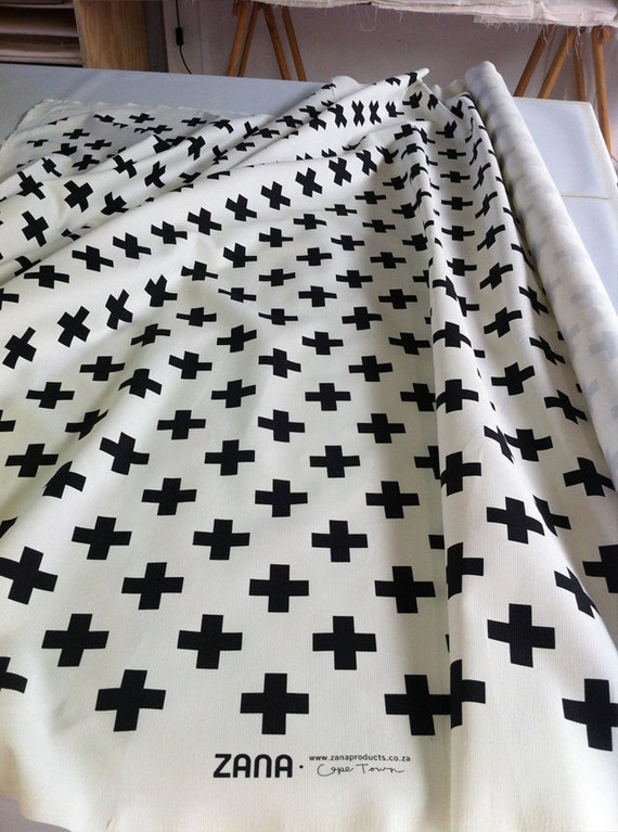 Swiss Cross Fabric in black Fabric by the yard. Upholstery