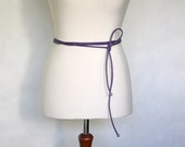 Purple plaited leather belt, purple belt, ecological leather, purple strap, purple necklace, decorative buckle