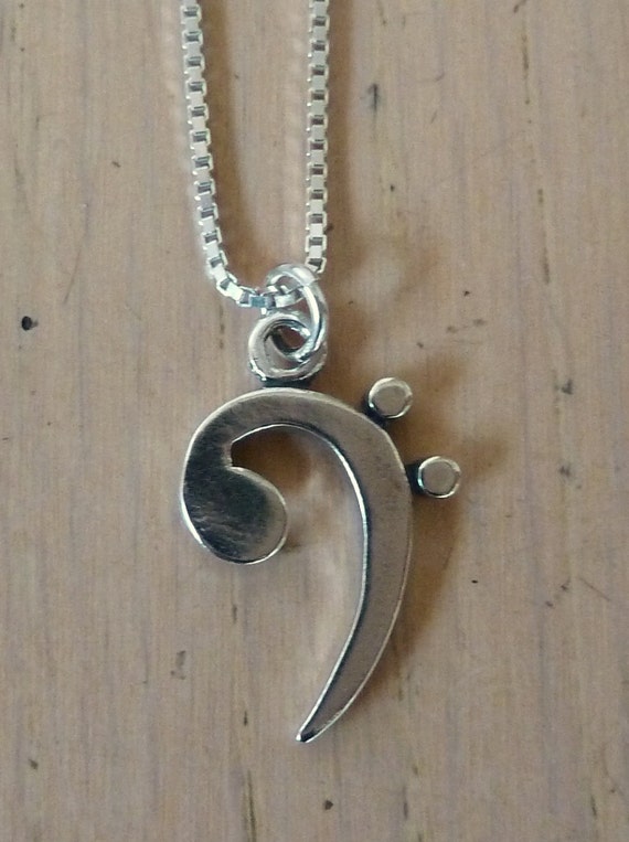 Bass Clef Necklace-Sterling Silver-Musician Gift