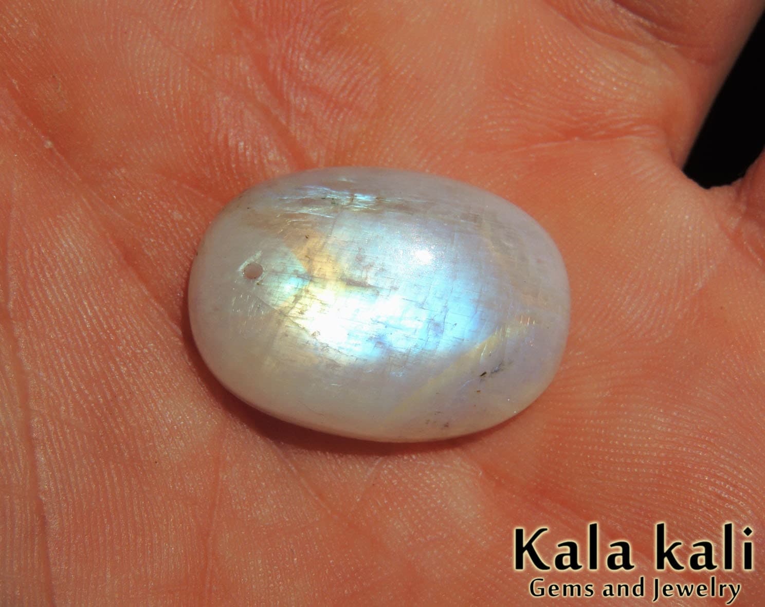 Rainbow Moonstone Drilled AA Gem Quality Oval by KalaKaliGems