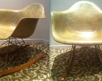 EAMES SEAFOAM GREEN Ultra Rare Rope Edge Herman Miller Zenith Center X Rocking Chair Rocker Earliest Eames Chair Most Collectible