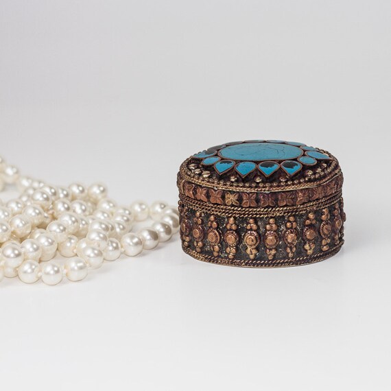 Copper Jewelry Box: Tiny Ring Jewelry Box Metal Oval Jewelry