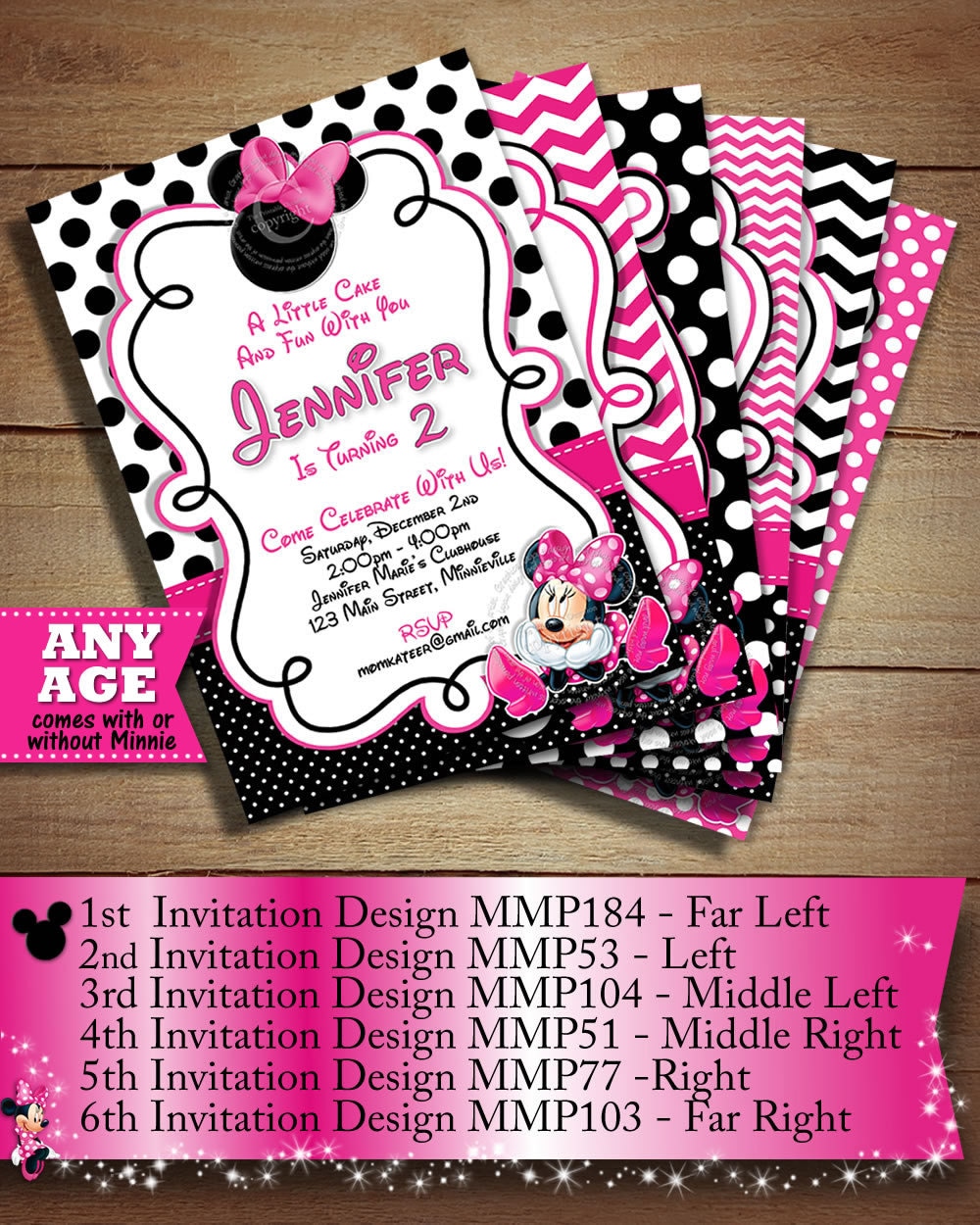 Minnie Mouse Pink Invitations 7