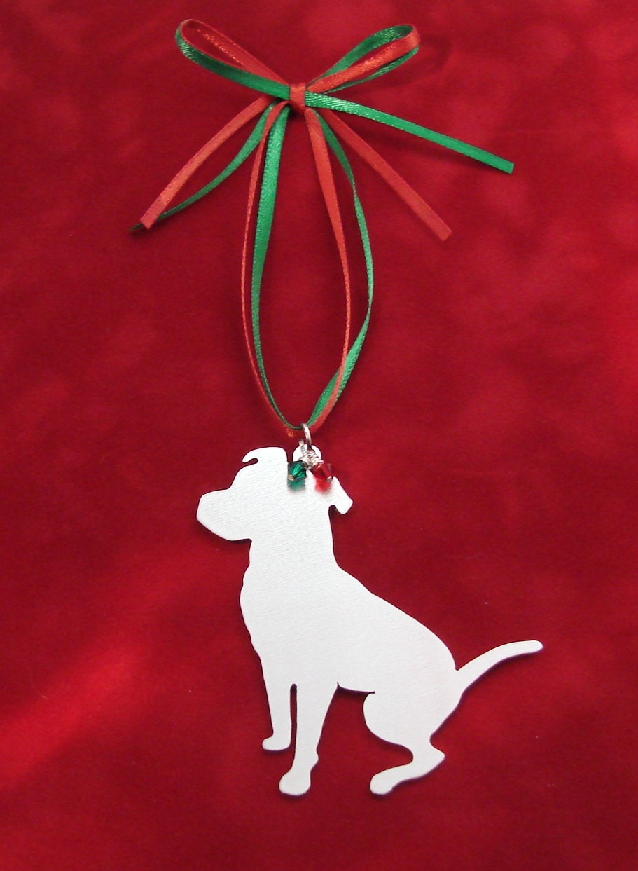 pit bull sitting christmas tree ornament pit bull sitting christmas tree ornament