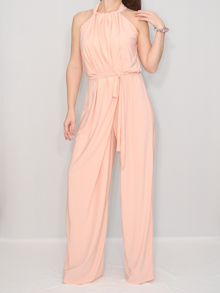 Items similar to Peach Jumpsuit Wide leg jumpsuit Alternative Wedding