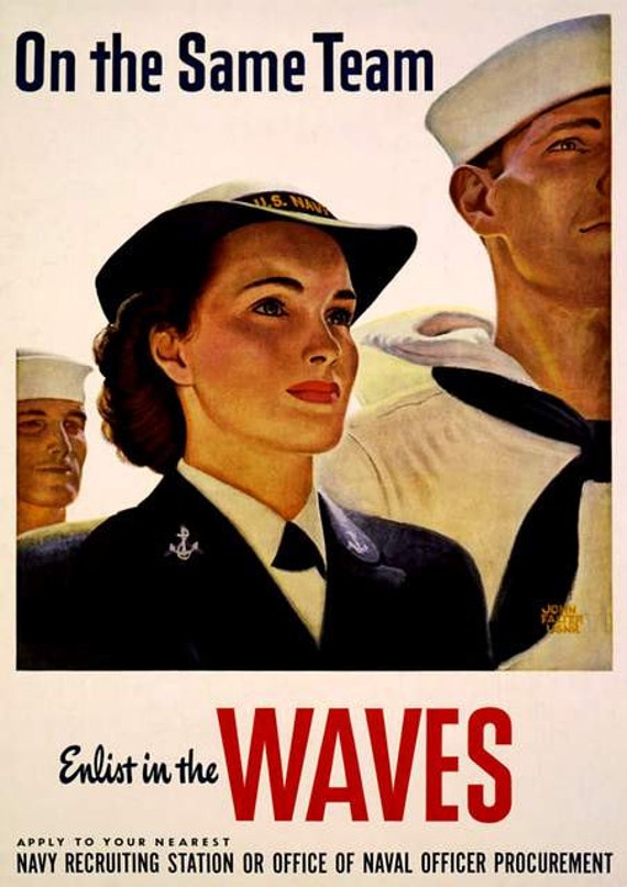 US Navy WAVES Advert Print 1940s WWII