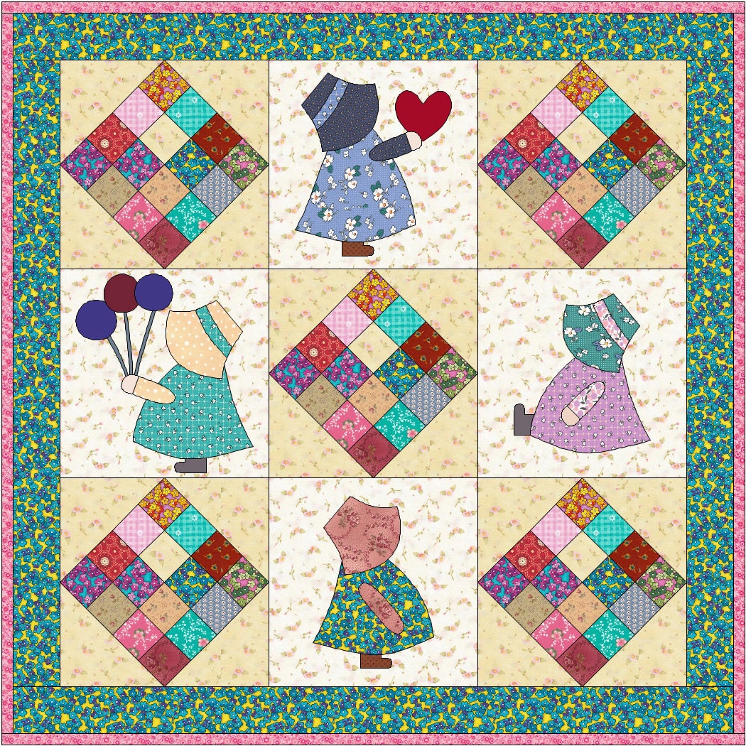 Sunbonnet Sue Quilt Pattern Instant Download PDF Pattern