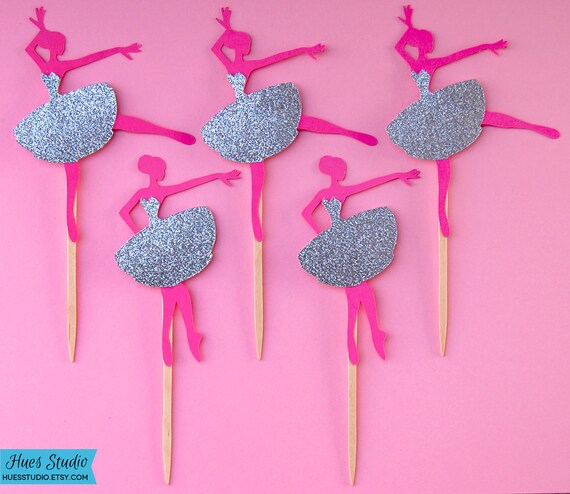 BALLERINA Party Treat Picks / Cupcake Toppers (Set of 12) - Pick Your Colors! Il_570xn