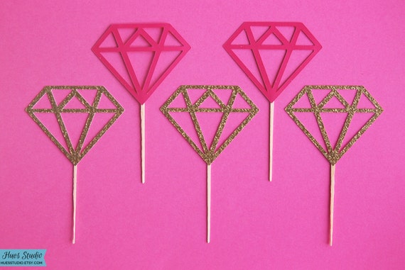 DIAMOND Party Treat Picks / Cupcake Toppers (Set of 12) - Pick Your Colors! Il_570xn