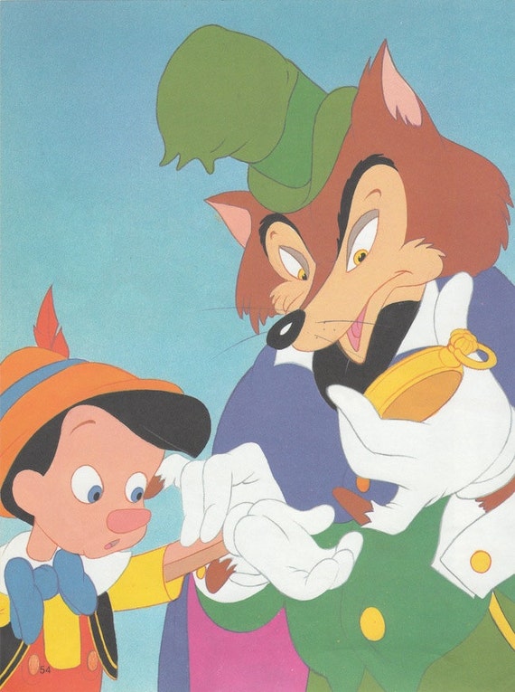 Vintage Disney Wall Art Pinocchio And Villain Foulfellow