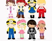 Kids Costume Party digital clipart / Cute Halloween costume kids Clip art / Personal and Commercial Use / Instant Download Il_170x135