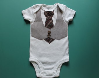 Baby Boy Tie and Vest Newborn to 24 month aqua tie by BeesBabyTs