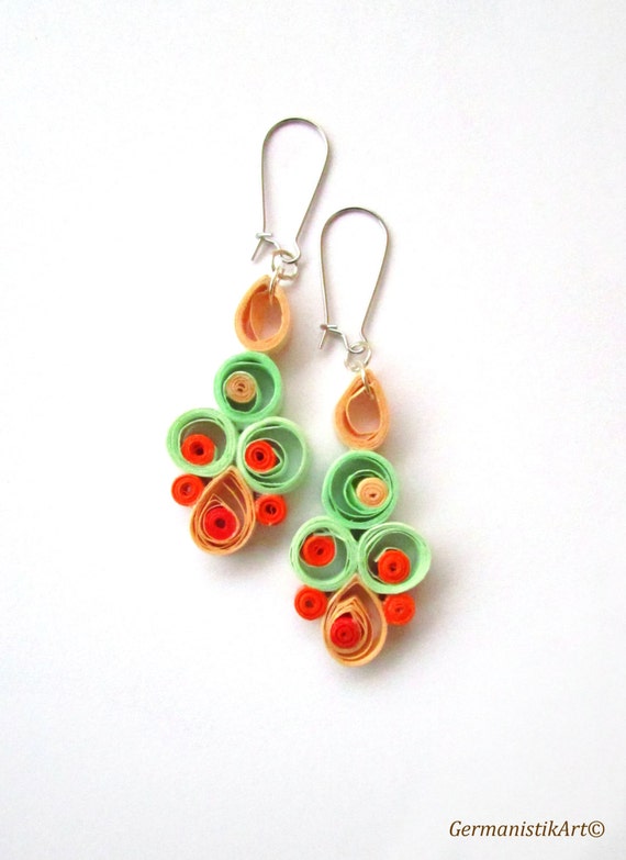 Pastel Quilling Earrings Earrings with Pastel Quilled