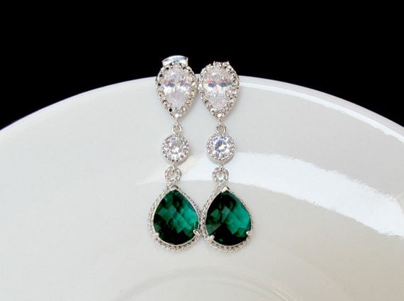 set of emerald bridal set , sterling emerald necklace , emerald bracelet , zirconia emerald set , emerald bridesmaids jewelry , weddings