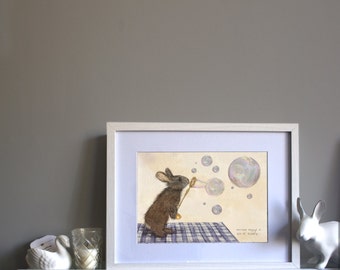 Norman the Rabbit Print // A4 Giclee Print // Nursery Print