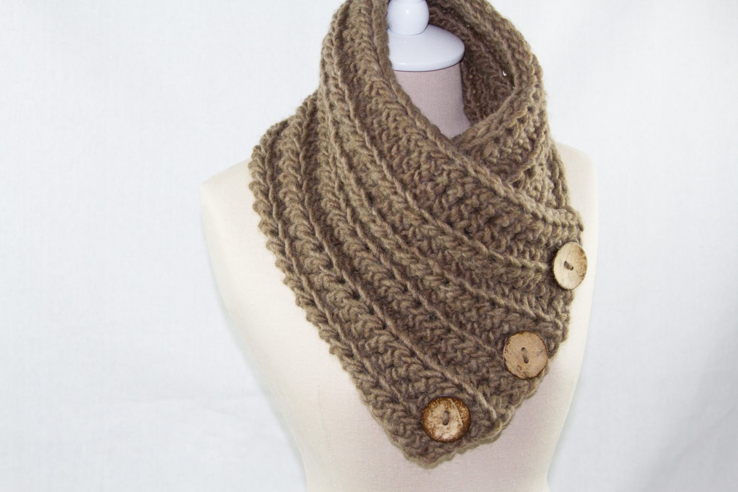 Crochet Button Scarf / Cowl / Neck Warmer by ElsieRaeBoutique