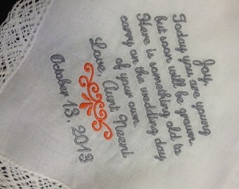 JUNIOR BRIDESMAID Flower Girl Wedding Handkerchief - Keepsake Hanky