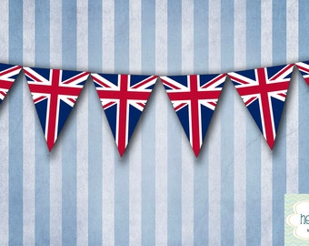 UK British Flag Union Jack Party Banner Bunting - Printable - FILE to PRINT diy