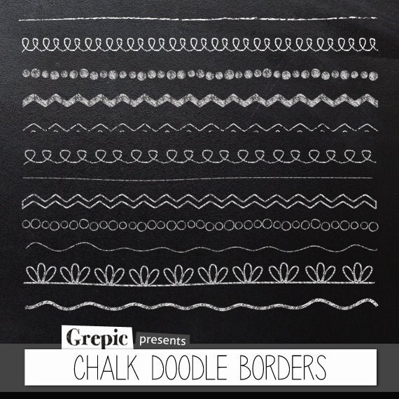 Items similar to Chalk border clip art: "CHALK DOODLE BORDERS" clipart