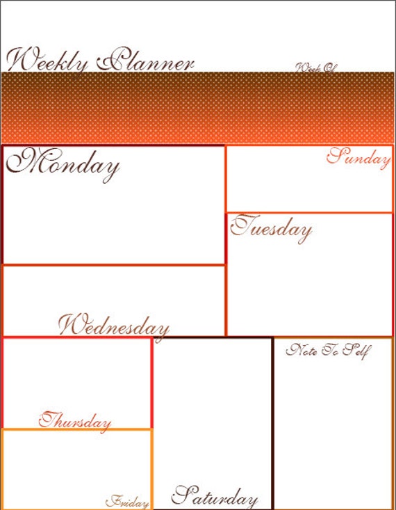 Desktop Weekly Calendar Planner / Editable Weekly Calendar