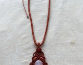 Macrame necklace with Rose Quartz (natural stone)