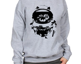 Space Cat Sweater, NASA Kitty Jumper, Astronaut Kitten Pullover, Cat in a Space Suit, Gift for Cat Lover, Crewneck Unisex Sweatshirt