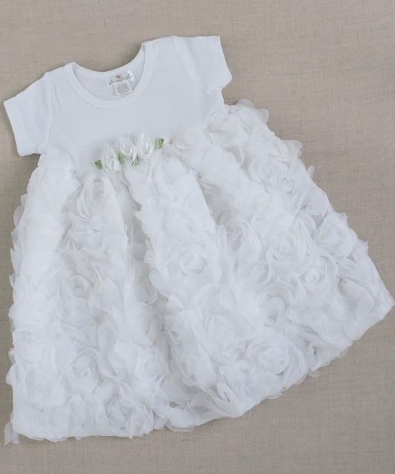 Baby Dress Chiffon Rose White