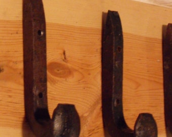 Free Shipping 2 Antique Wall Hooks Old Railroad Spikes Wrought Iron Strong Shop Set Hand Made Hammered Blacksmith- Make Vintage Coat Racks