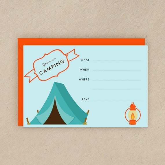 Items similar to Printable Camping Theme Invitation - 4x6 Blank ...