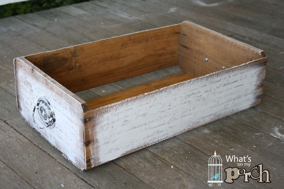 Script Wood CRATE - Box, Wooden, Handle, Vintage