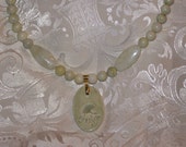 Jasper Necklace with Ginkgo Pendant